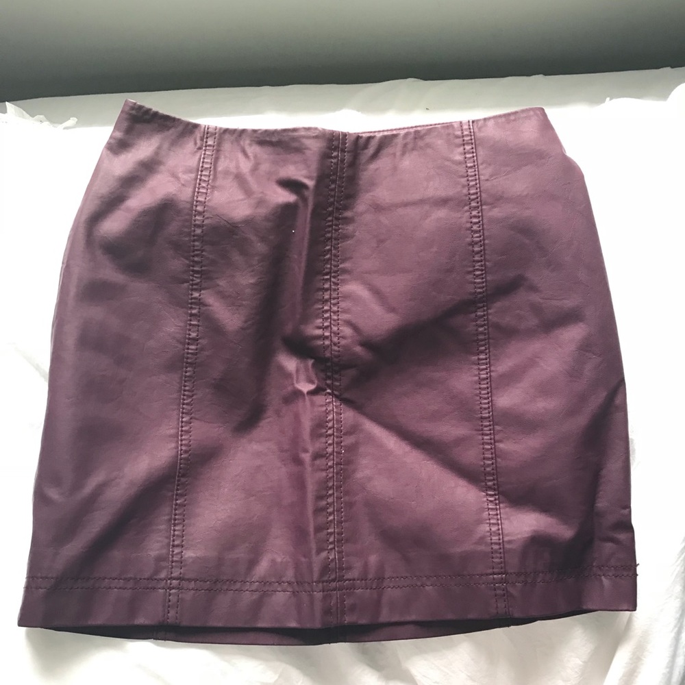 Free People Plum Leather Skirt